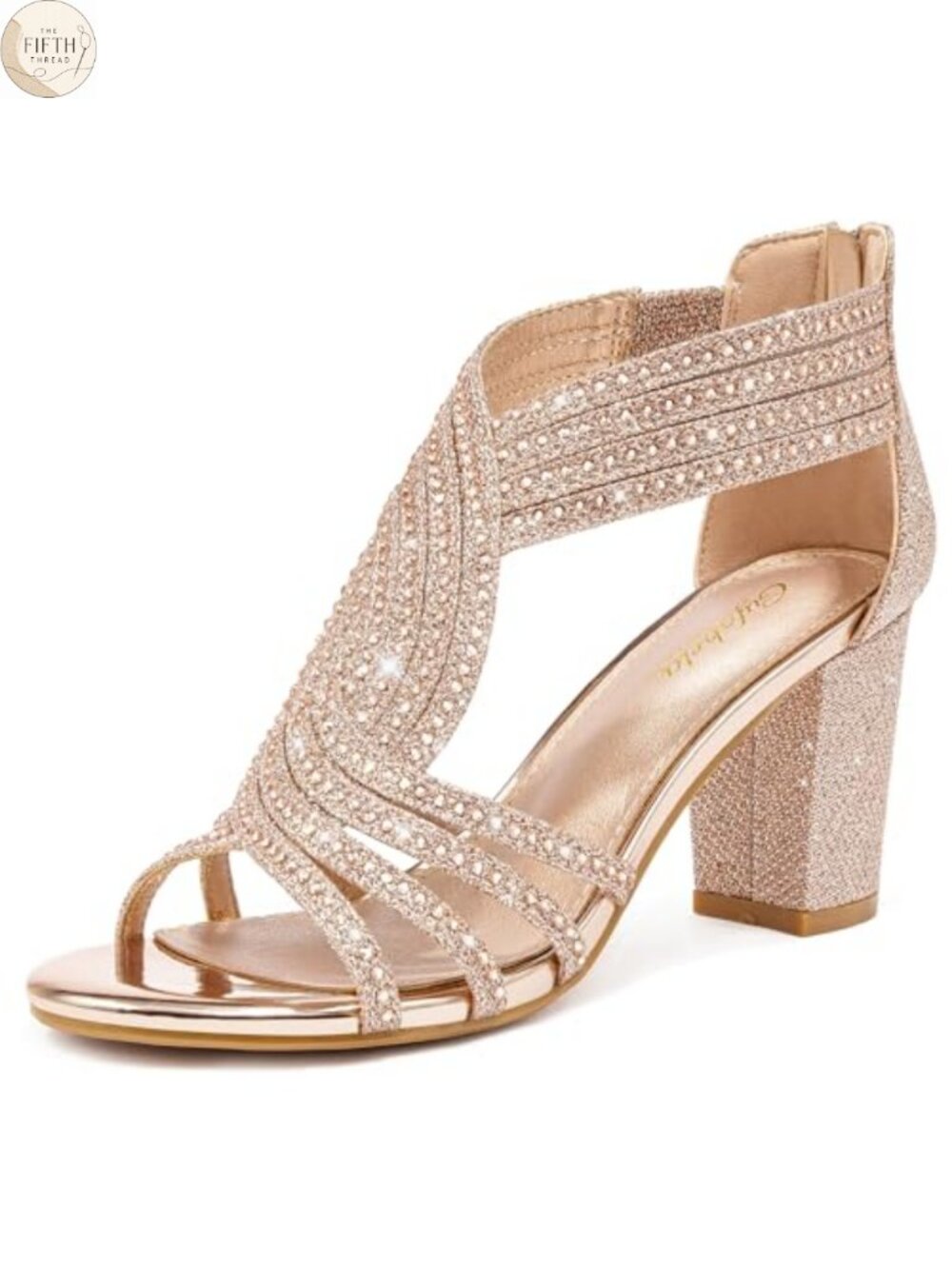 Rhinestone Chunky Block Heel Sandals Wedding Party Heels